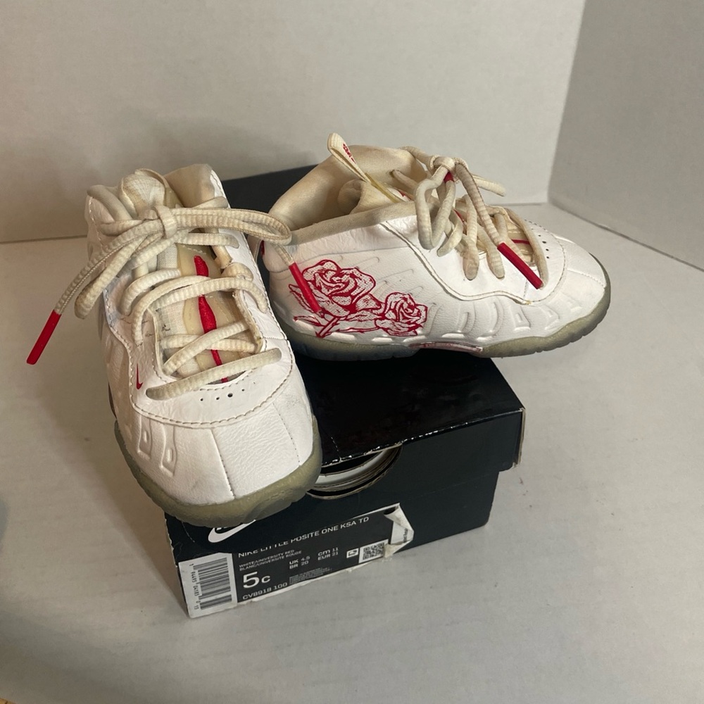 Nike Little Posite One KSA Bodega Rose White Red CV8918-100 Toddler Size 5C Shoe